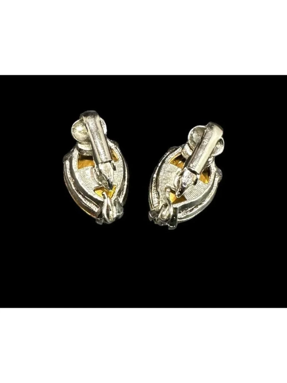 Kenneth Jay Lane Crystal Earrings Teardrop Silver Tone Clip On Vintage - Picture 4 of 6